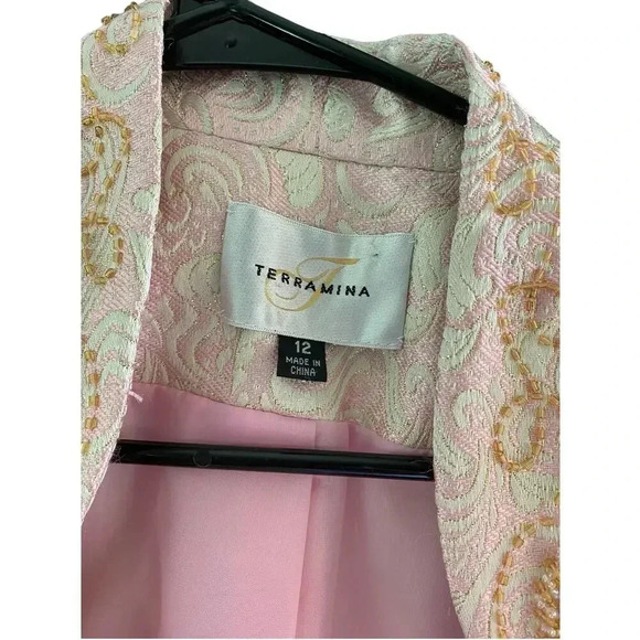 Terramina womens Pink Embroidered Long Sleeve Coat Size 12 - Picture 5 of 5